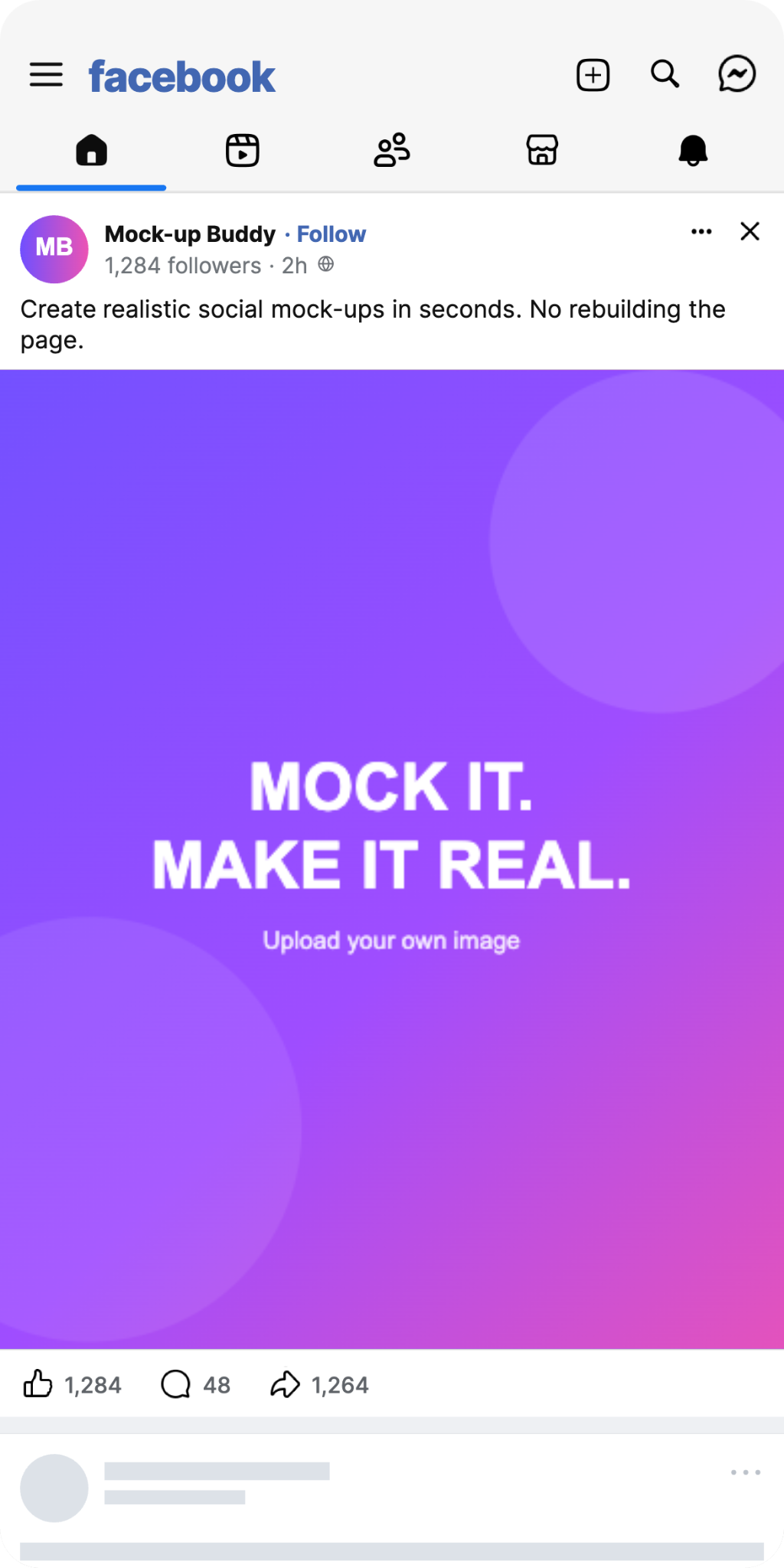 Facebook mockup created with MockUp Buddy