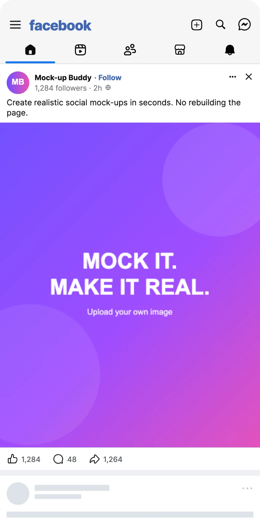 Facebook mockup created with MockUp Buddy