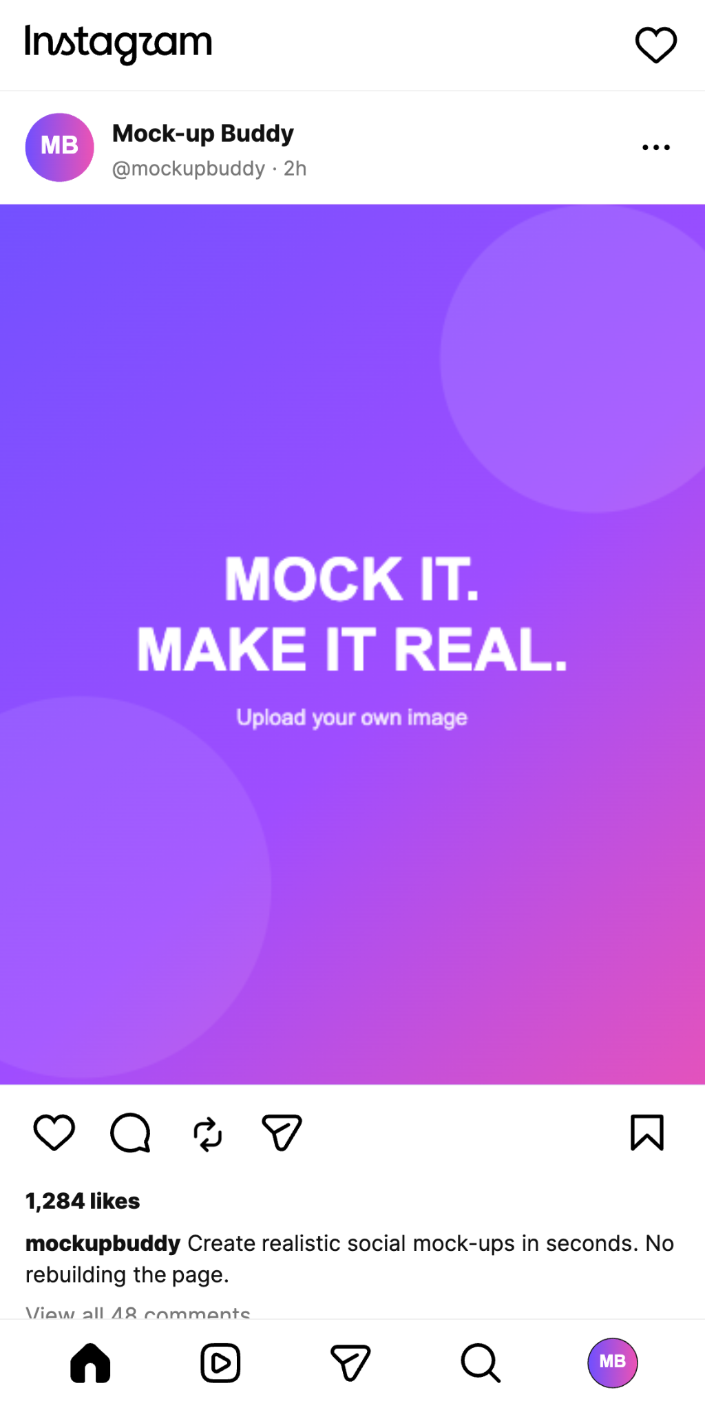 Instagram mockup created with MockUp Buddy