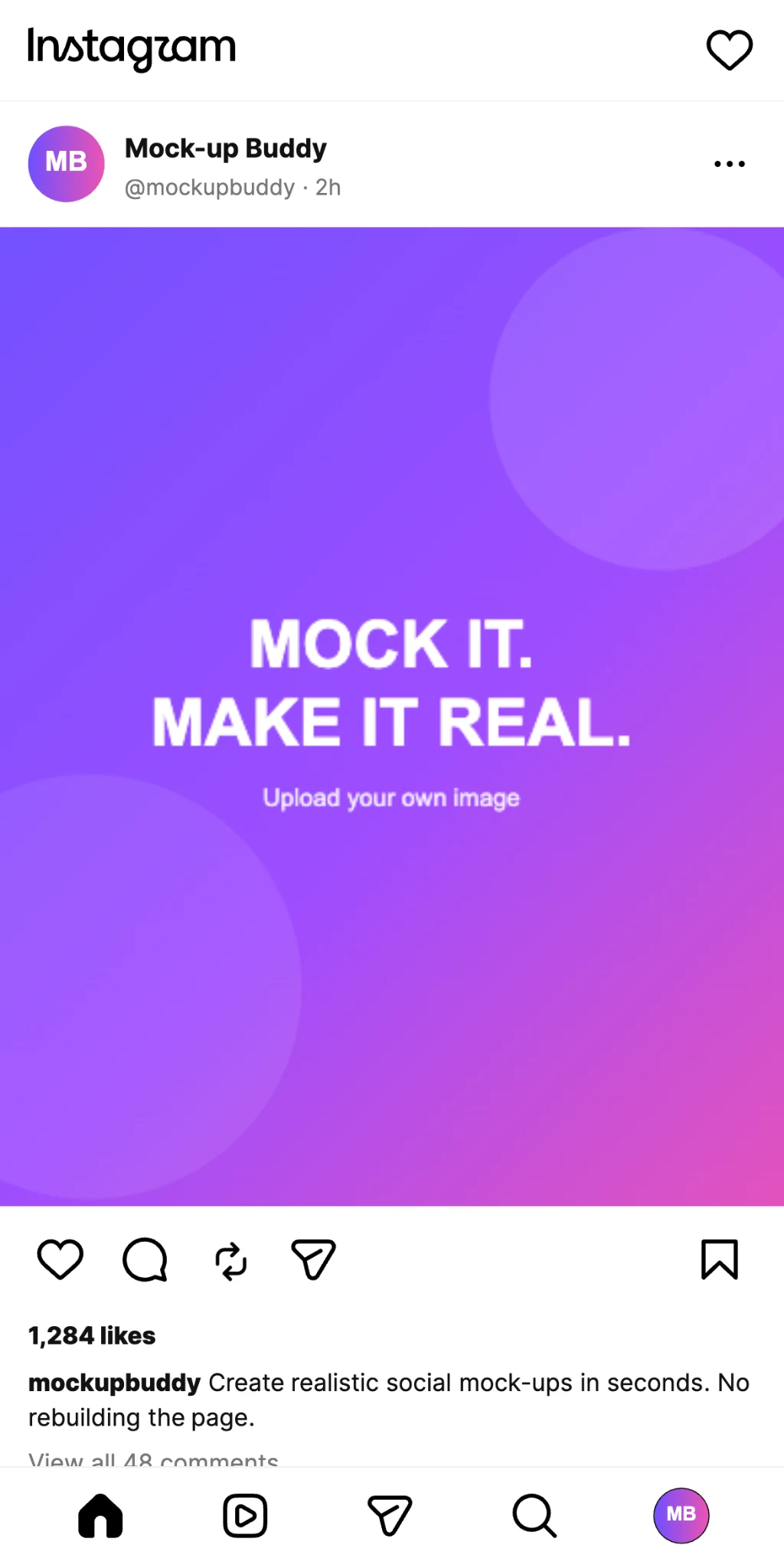 Instagram mockup created with MockUp Buddy