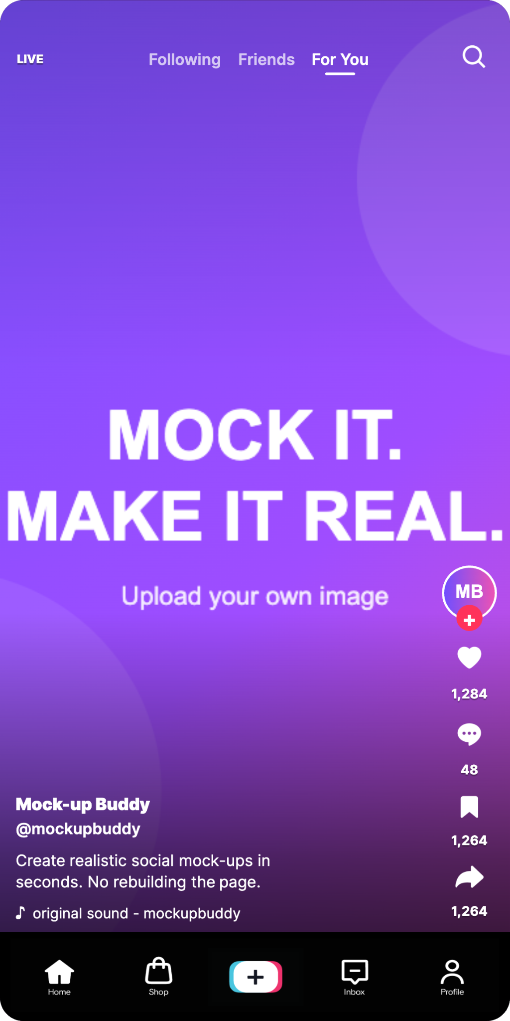 TikTok mockup created with MockUp Buddy
