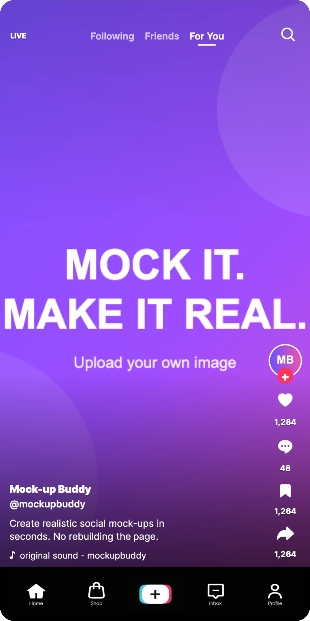 TikTok mockup created with MockUp Buddy